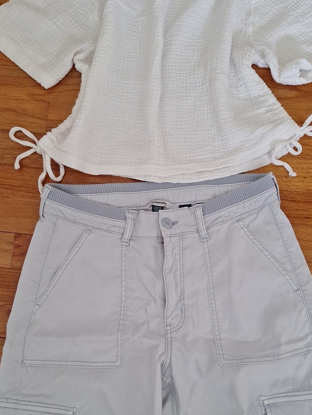 Wide Leg Cargo Pants Womrns High Waist Cargo Pants Light Blue - Picture 3 of 10